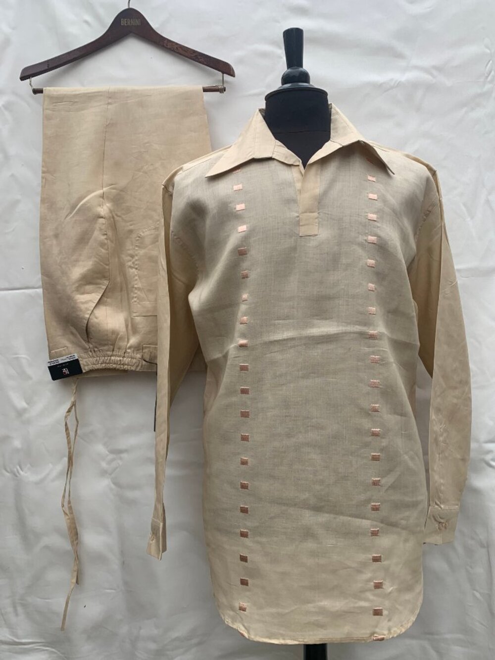 NEW-GEN 100% Linen Button Down Long Sleeve Casual Shirt and Pant Set for Men